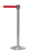 Load image into Gallery viewer, QueueMaster Retractable Belt Barrier with 11 Ft. Belt - Satin Stainless Steel