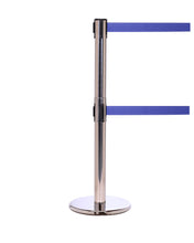 Load image into Gallery viewer, Dual Belt Decorative Retractable Belt Barrier 2.5" OD - Tensabarrier 889-T2 Compatible