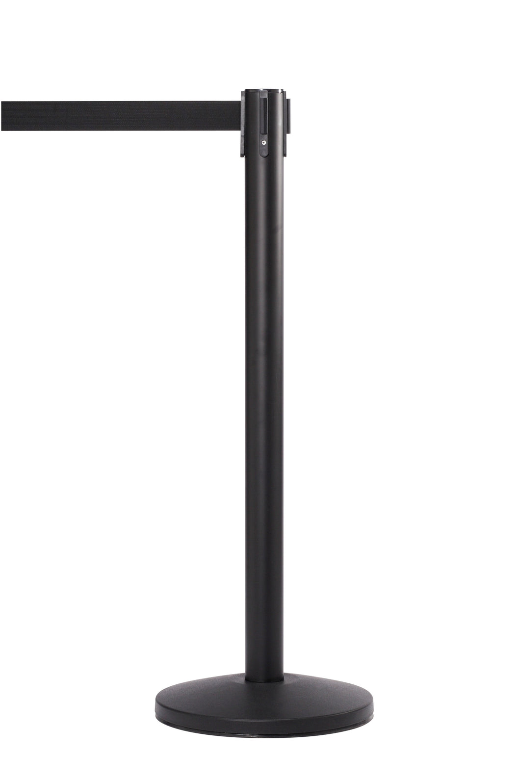 LineKing Style Black Retractable Belt Barrier Stanchion with 10 Ft. Belt