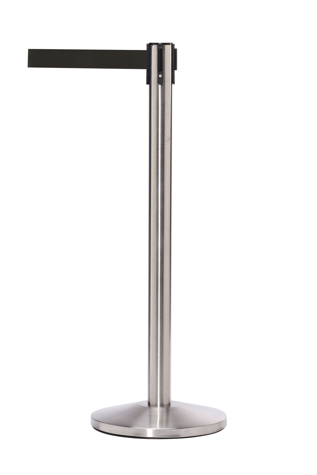 QueueMaster Retractable Belt Barrier with 8.5 Ft. Belt - Satin Stainless Steel