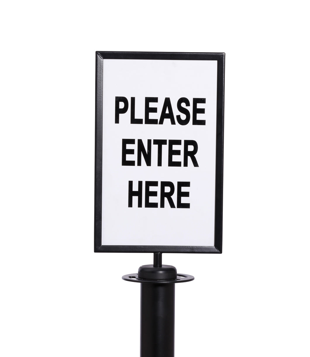 Sign Frame (including Sign Insert) for Flat Top or Crown Top Economy Rope Stanchions