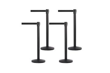 Set of (4) BLACK Retractable Belt Barriers with 12 Ft. Belts and **FREE SHIPPING!**